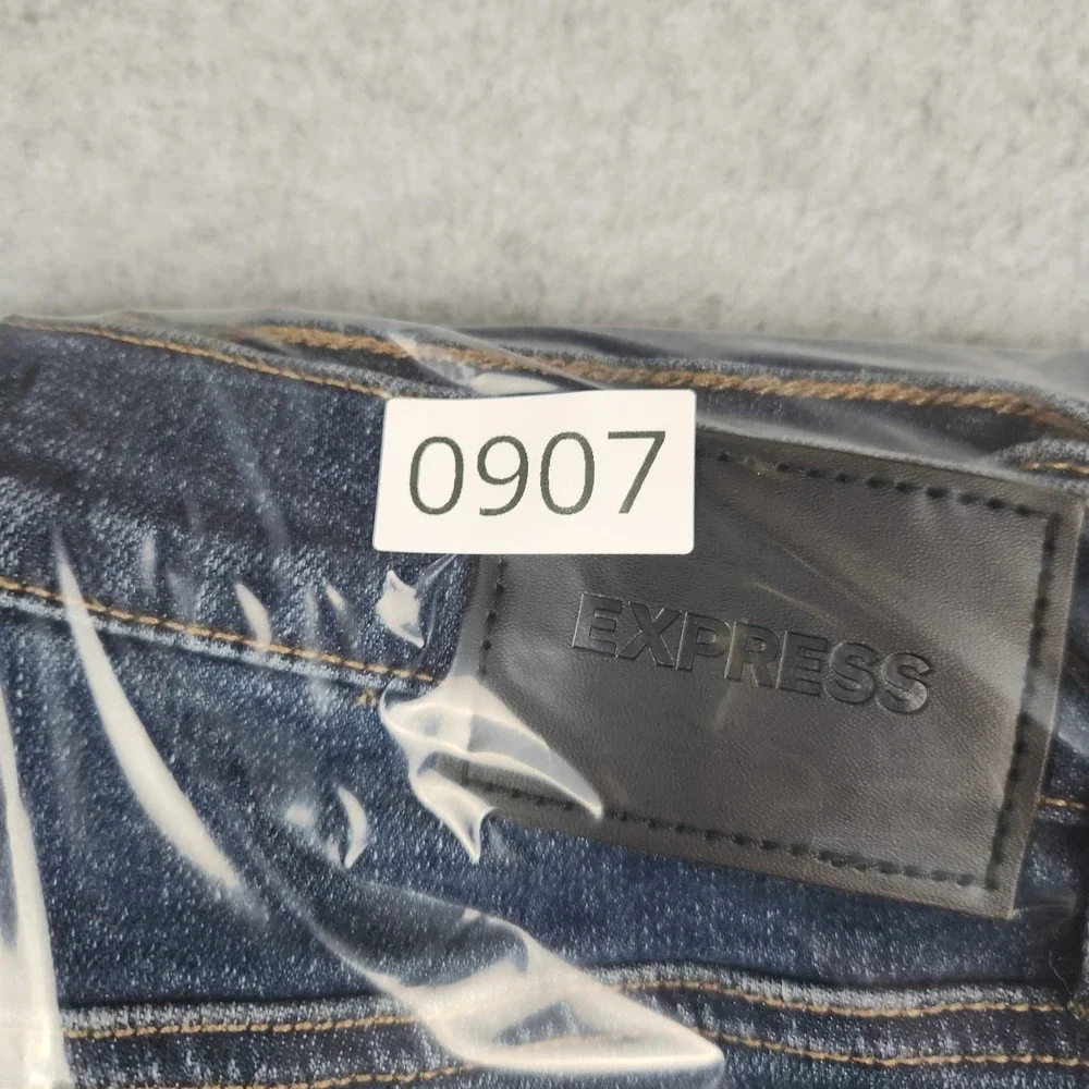 Express Jeans Womens 8 Dark Blue Straight Leg Mid Rise Stretch Altered Hem 26x28